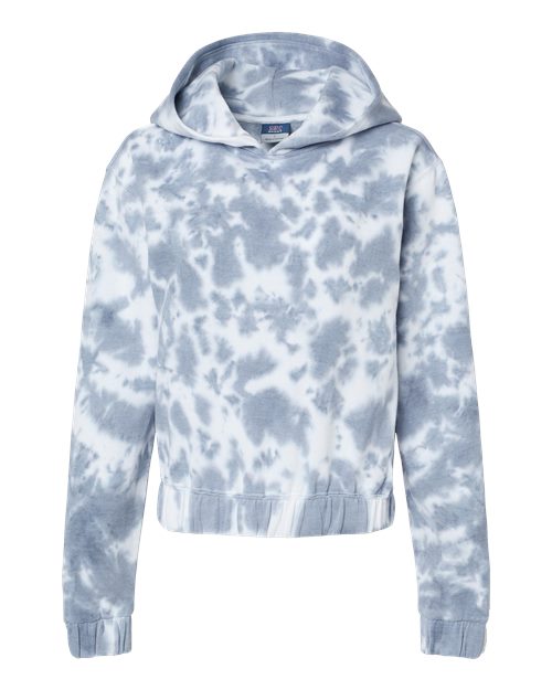 MV Sport W23718 Women's Sueded Fleece Tie-Dyed Crop Hooded Sweatshirt