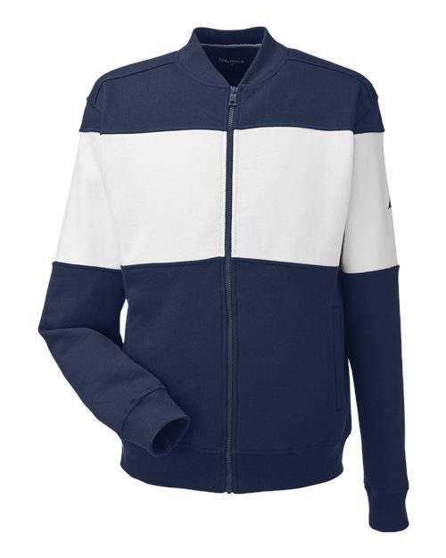 Nautica N17928 Unisex Anchor Fleece Colorblocked Bomber Jacket