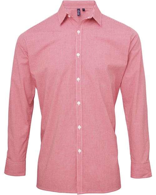 Artisan Collection by Reprime RP220 Men's Microcheck Gingham Long-Sleeve Cotton Shirt