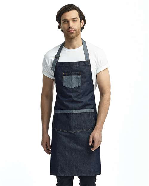Artisan Collection by Reprime RP127 Domain Contrast Denim Bib Apron with Pockets