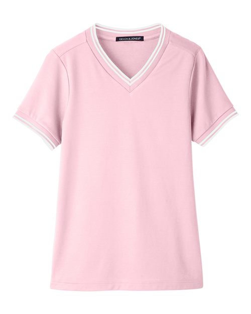 Devon & Jones DG20CW Women's CrownLux Performance® Plaited Tipped V-Neck Shirt