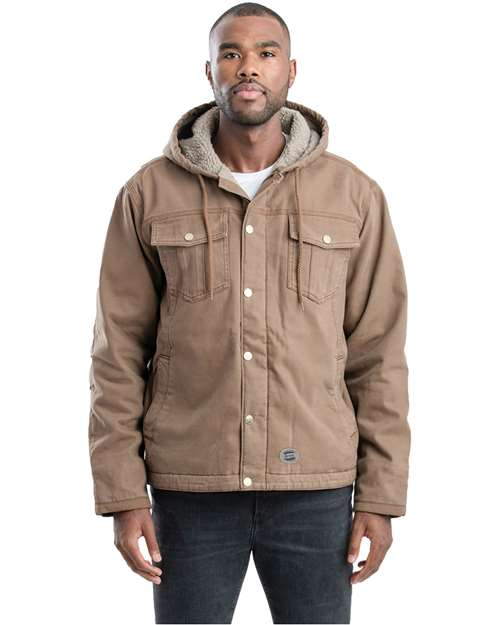 Berne Apparel HJ57 Men's Vintage Washed Sherpa-Lined Hooded Jacket