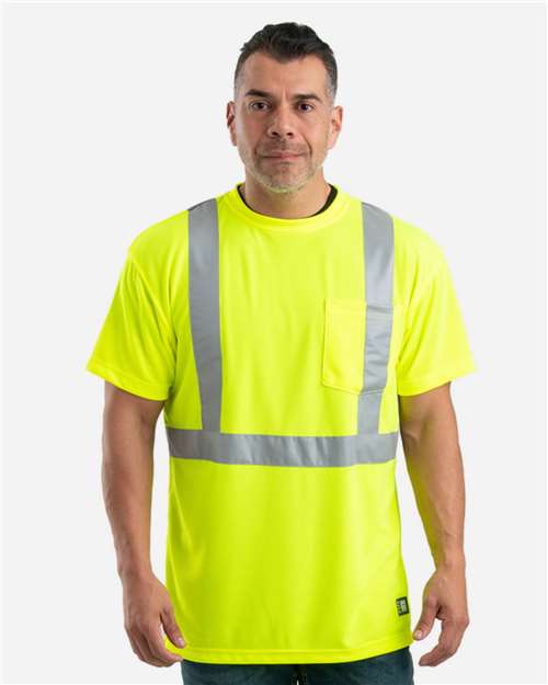 Berne Apparel HVK012 Men's Hi-Vis Class 2 Performance Pocket T-Shirt
