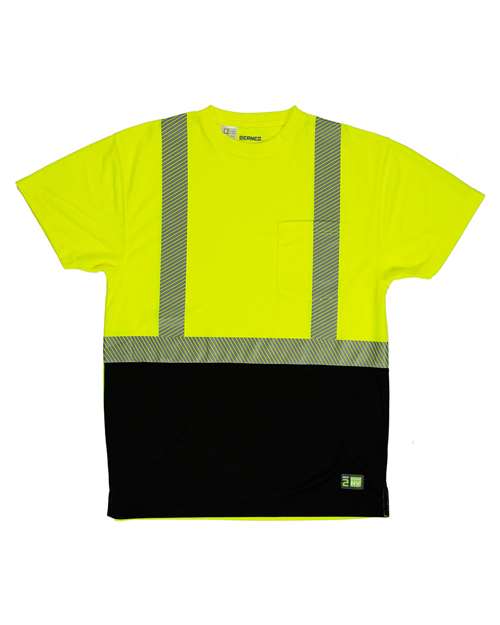 Berne Apparel HVK017 Unisex Hi-Vis Class 2 Color Blocked Pocket T-Shirt