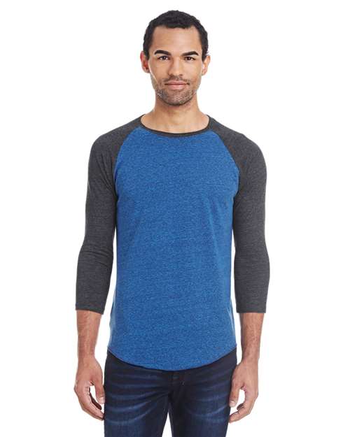 Threadfast Apparel 302G Unisex Triblend Three-Quarter Sleeve Raglan T-Shirt