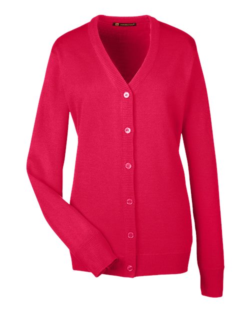 Harriton M425W Women's Pilbloc V-Neck Button Cardigan Sweater