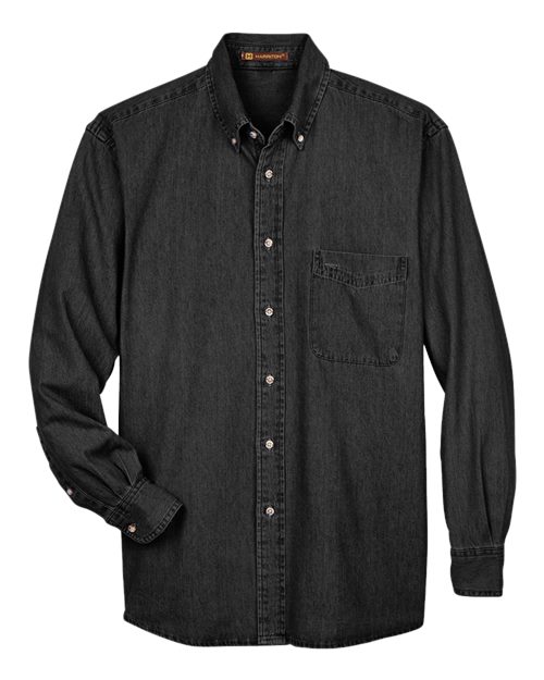 Harriton M550T Men's Tall Long Sleeve Denim Shirt