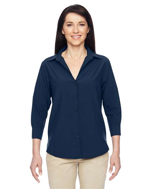 Harriton M610W Women's Paradise Three-Quarter Pullover Sleeve Performance Shirt