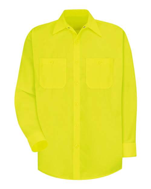 Red Kap SS14 Men's Enhanced Visibility Long Sleeve Work Shirt