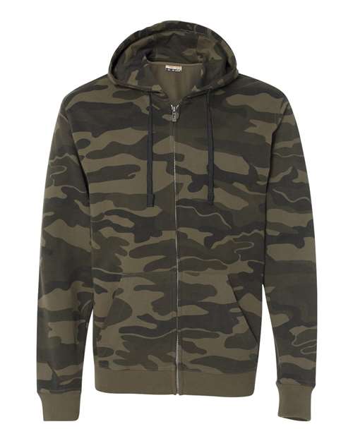 Burnside 8615 Men's Camo Full-Zip Hooded Sweatshirt
