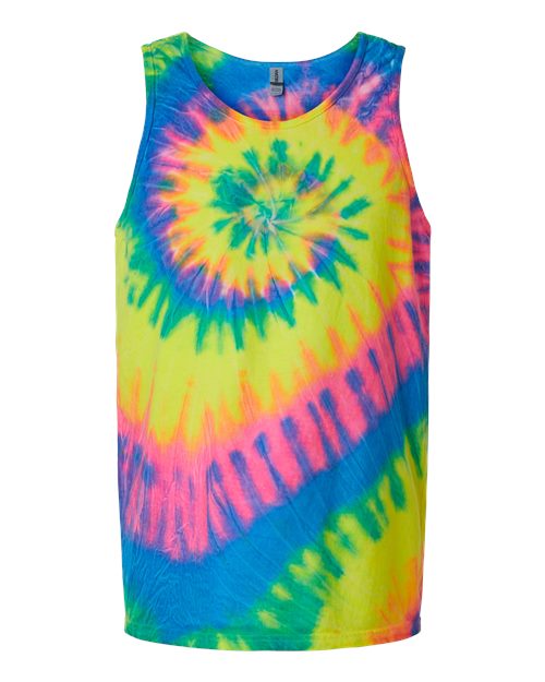Dyenomite 420MS Unisex Multi-Color Spiral Tie-Dyed Tank Top