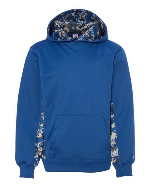 Badger 2464 Youth Digital Camo Colorblock Performance Fleece Hooded Sweatshirt