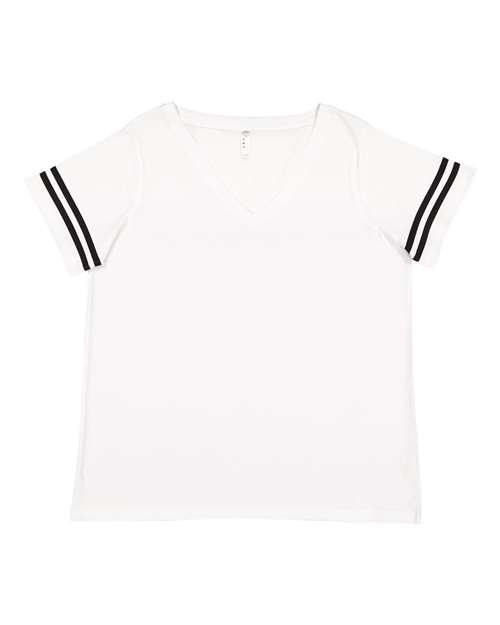 LAT 3837 Women's Curvy Collection Vintage Football T-Shirt