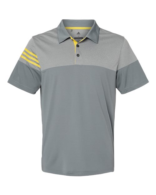 Adidas A213 Men's Heathered 3-Stripes Colorblocked Polo
