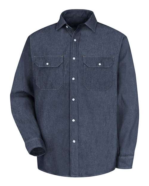 Red Kap SD78T Men's Tall Deluxe Denim Long Sleeve Shirt