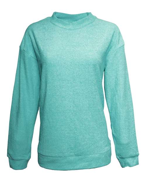 J. America 8428 Women's Weekend Terry Mock Neck Pullover