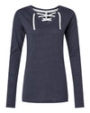 LAT 3538 Women's Fine Jersey Lace-Up Long Sleeve T-Shirt