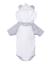Rabbit Skins 4417 Infant Fine Jersey Short Sleeve Raglan Bodysuit with Hood & Ears