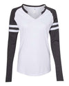 LAT 3534 Women's Fine Jersey Mash Up Long Sleeve T-Shirt
