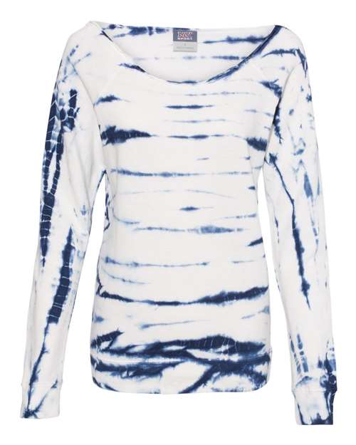 MV Sport W20173 Women's French Terry Off-the-Shoulder Tie-Dyed Sweatshirt