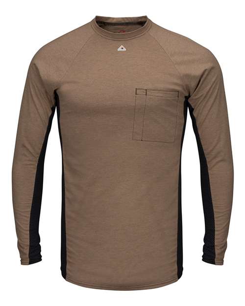 Bulwark MPS8 Men's Long Sleeve FR Two-Tone Base Layer with Concealed Chest Pocket - EXCEL FR