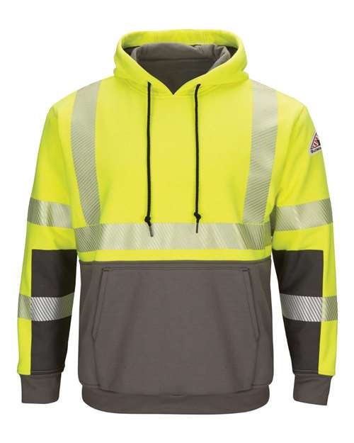 Bulwark SMB4 Men's Hi-Visibility Color-Blocked Pullover Hooded Fleece Sweatshirt