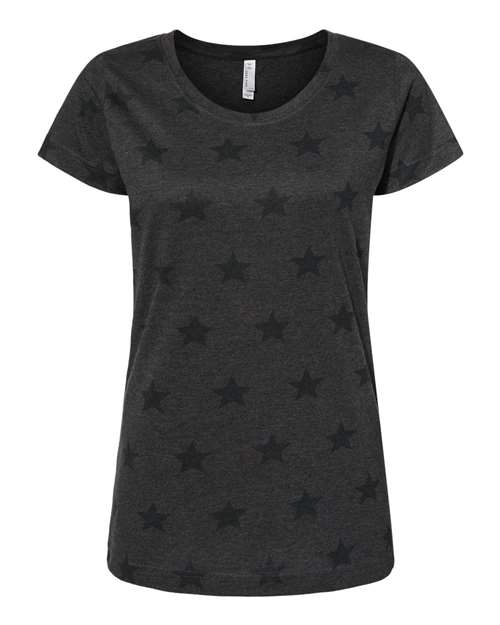 Code Five 3629 Women's Star Print Scoop Neck Tee