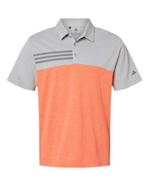 Adidas A508 Men's Heathered Colorblocked 3-Stripes Polo