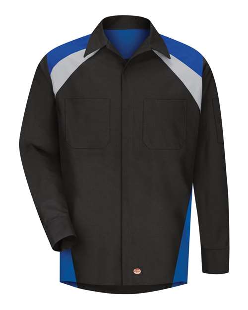 Red Kap SY18T Men's Tall Long Sleeve Tri-Color Shop Shirt
