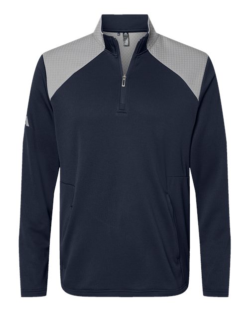 Adidas A532 Men's Textured Mixed Media Quarter-Zip Pullover