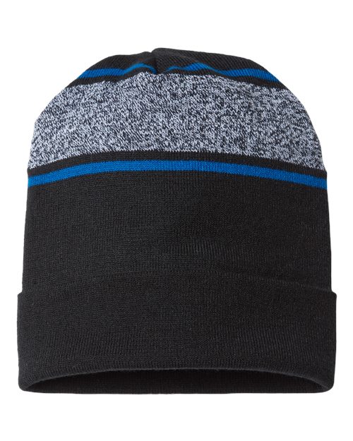 CAP AMERICA RKV12 USA-Made Variegated Striped Cuffed Beanie