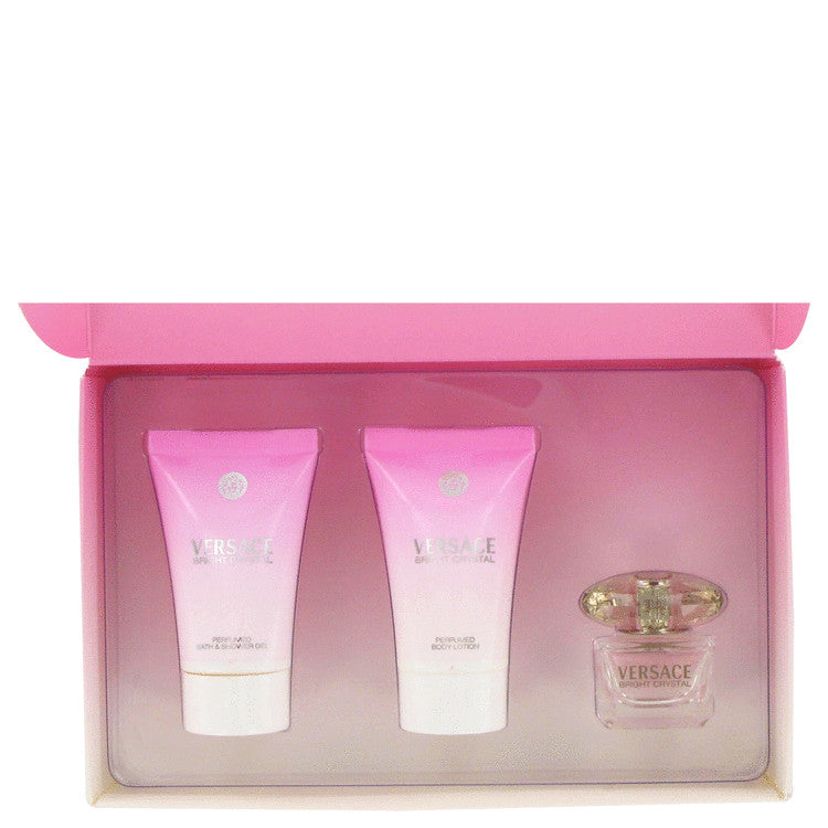 Bright Crystal by Versace Gift Set -- .17 oz Mini EDT + .8 oz Shower Gel + .8 oz Body Lotion