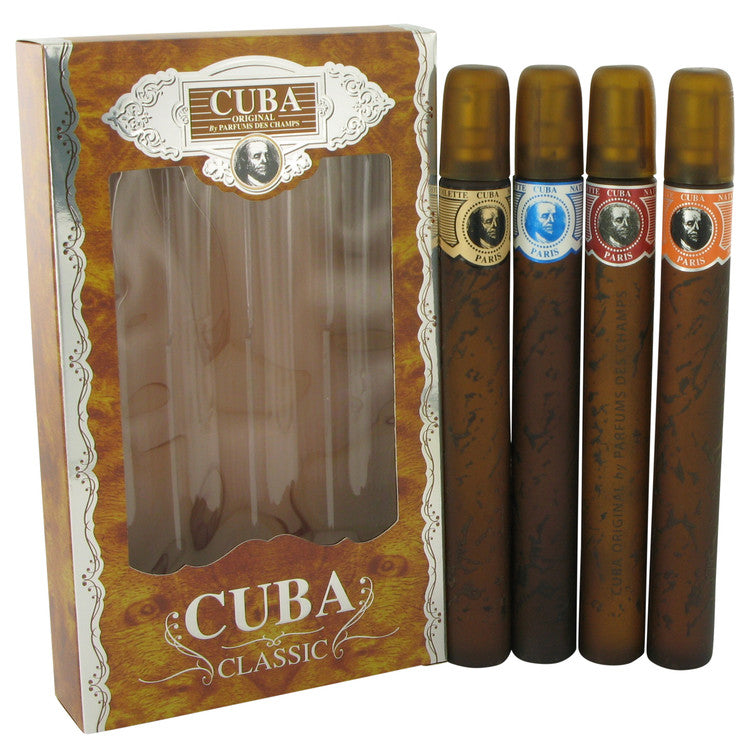 Cuba Blue Gift Set Cuba Variety Set includes All Four 1.15 oz Sprays, Cuba Red, Cuba Blue, Cuba Gold and Cuba Orange By Fragluxe