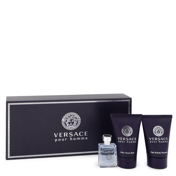 Versace Pour Homme by Versace Gift Set -- .17 oz Mini EDT + .8 oz After Shave Balm + .8 oz Hair + Body Shampoo