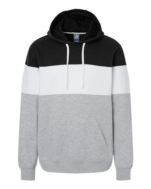 J. America 8644 Men's Varsity Fleece Colorblocked Hooded Sweatshirt