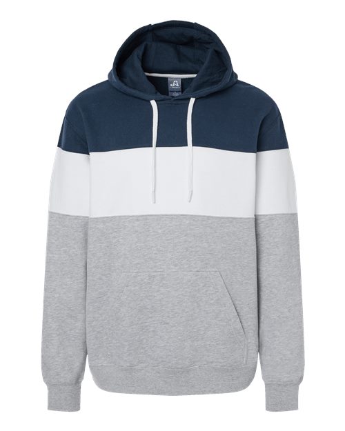 J. America 8644 Men's Varsity Fleece Colorblocked Hooded Sweatshirt