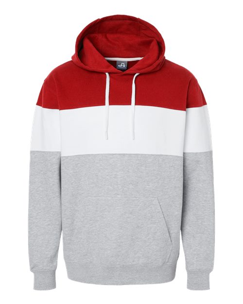 J. America 8644 Men's Varsity Fleece Colorblocked Hooded Sweatshirt