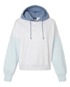 MV Sport W23716 Women's Sueded Fleece Colorblocked Crop Hooded Sweatshirt
