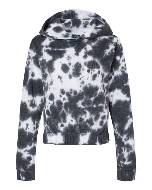 MV Sport W23718 Women's Sueded Fleece Tie-Dyed Crop Hooded Sweatshirt
