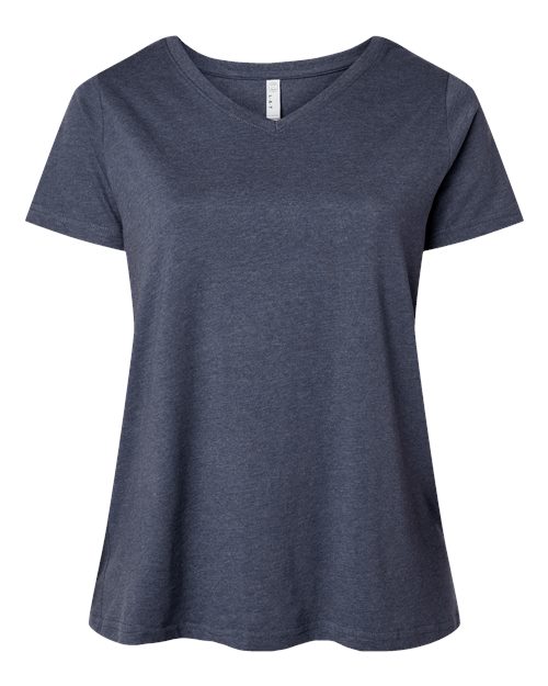 LAT 3817 Women's Curvy Collection Fine Jersey V-Neck Tee