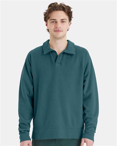 ComfortWash by Hanes GDH490 Unisex Garment-Dyed Polo Collar Sweatshirt