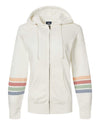 MV Sport W22732 Women's Striped Sleeves Full-Zip Hooded Sweatshirt
