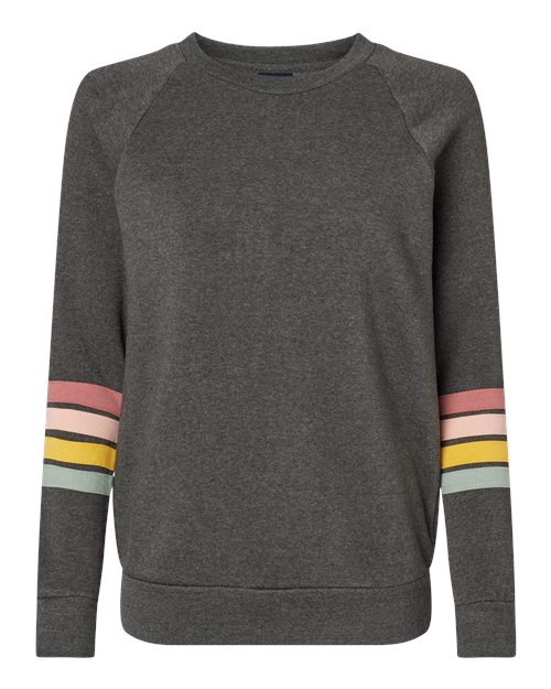 MV Sport W23152 Women's Striped Sleeves Crewneck Sweatshirt