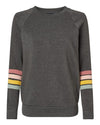 MV Sport W23152 Women's Striped Sleeves Crewneck Sweatshirt