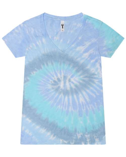 Colortone 1075 Women's Tie-Dyed V-Neck T-Shirt