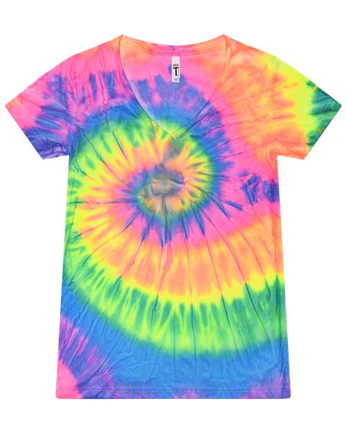 Colortone 1075 Women's Tie-Dyed V-Neck T-Shirt