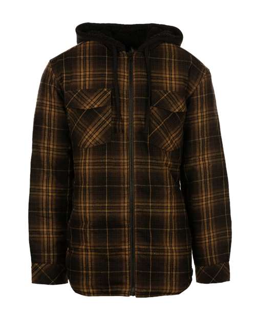 Burnside 8620 Men's Quilted Flannel Hooded Jacket