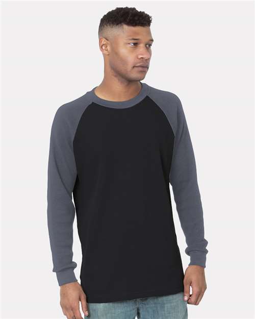 Bayside 8211 Men's USA-Made Heavyweight Waffle Knit Thermal Raglan T-Shirt