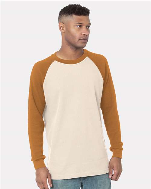Bayside 8211 Men's USA-Made Heavyweight Waffle Knit Thermal Raglan T-Shirt