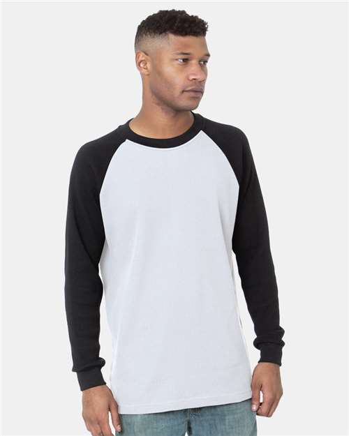 Bayside 8211 Men's USA-Made Heavyweight Waffle Knit Thermal Raglan T-Shirt
